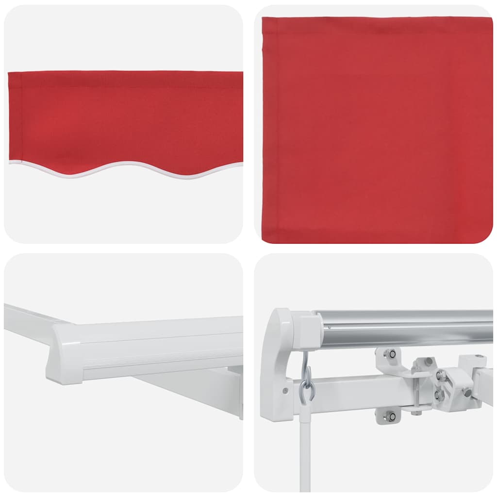 Innvendbar Markise Rød 350 x 200 cm Polyester og aluminium