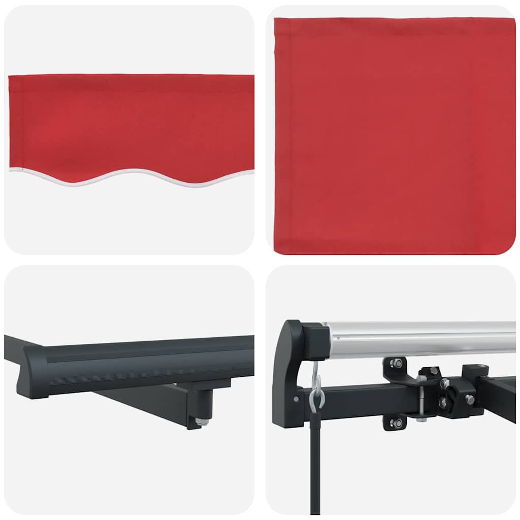 Innvendbar Markise Rød 350 x 200 cm Polyester og aluminium