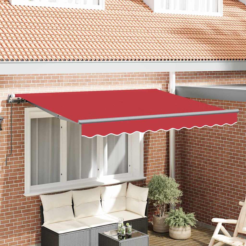 Innvendbar Markise Rød 350 x 200 cm Polyester og aluminium