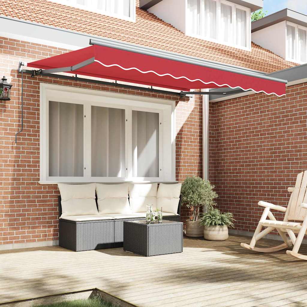 Innvendbar Markise Rød 350 x 200 cm Polyester og aluminium