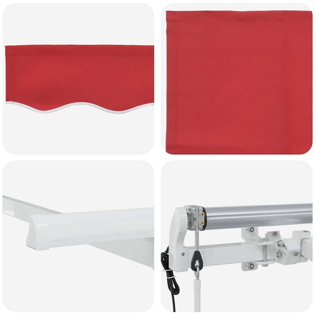 Innvendbar Markise Rød 350 x 200 cm Polyester og aluminium