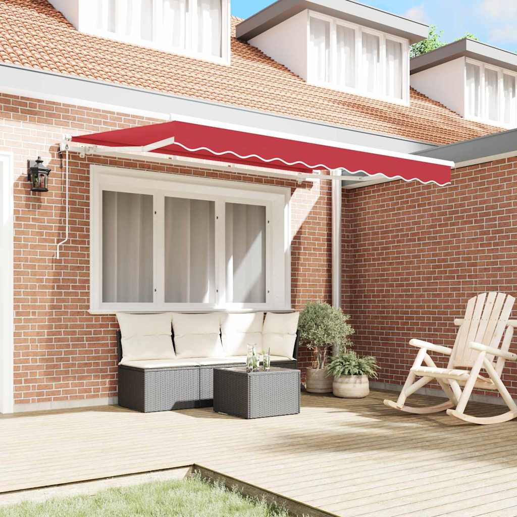Innvendbar Markise Rød 350 x 200 cm Polyester og aluminium