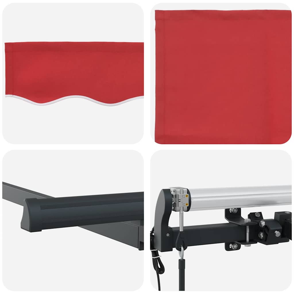 Innvendbar Markise Rød 350 x 200 cm Polyester og aluminium
