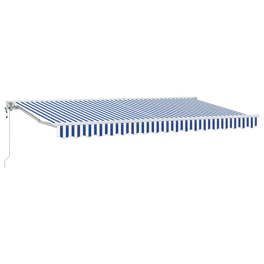 Markiseramme Blå og hvit 400 x 200 cm Polyester med PU-belegg