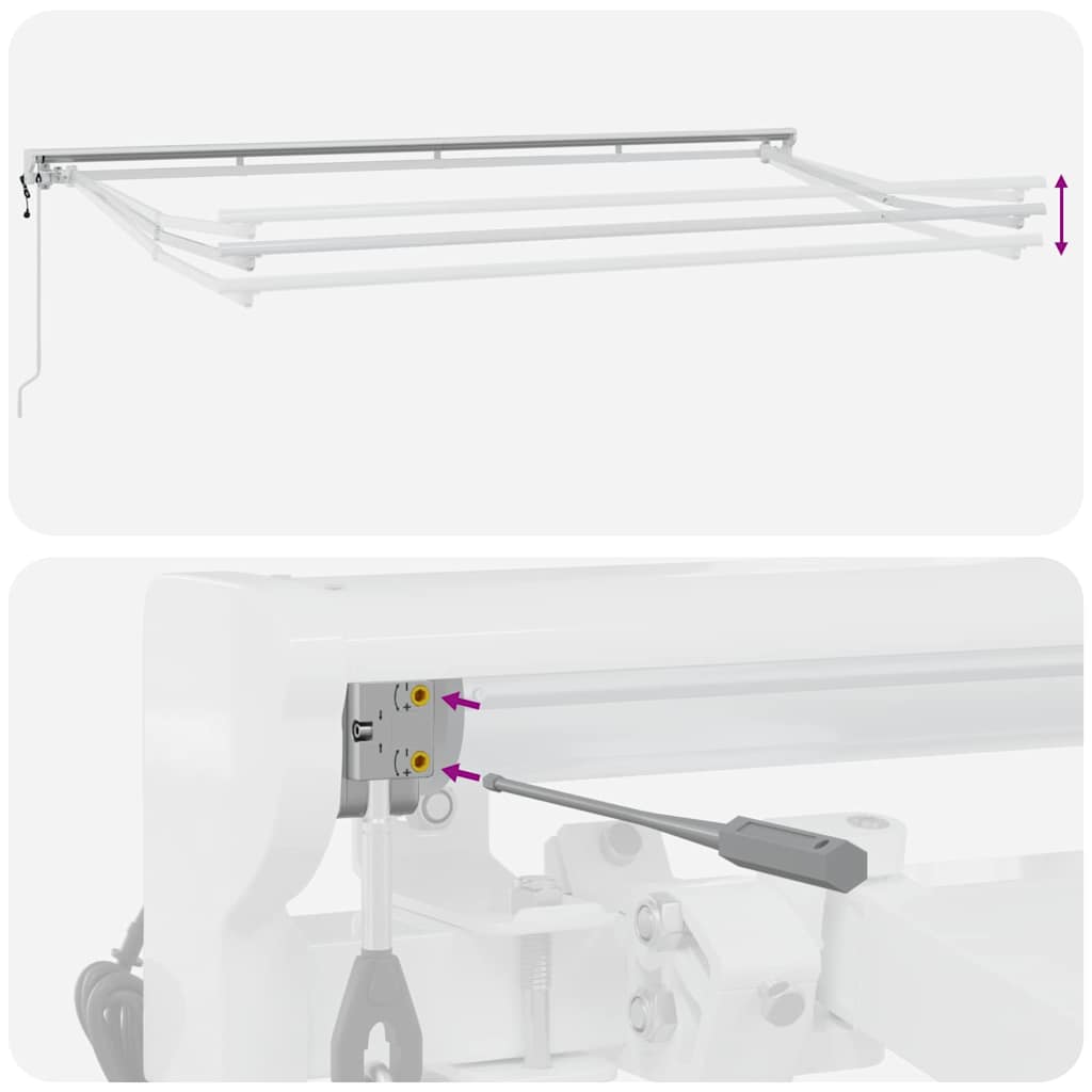 Markiseramme Blå og hvit 400 x 200 cm Polyester med PU-belegg