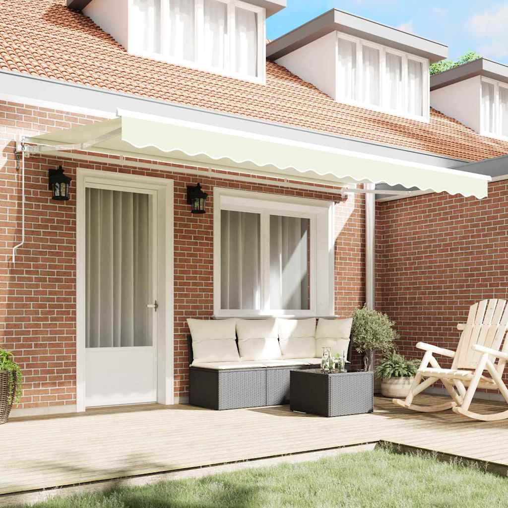 Markiseramme Krem 400 x 200 cm Polyester med PU-belegg