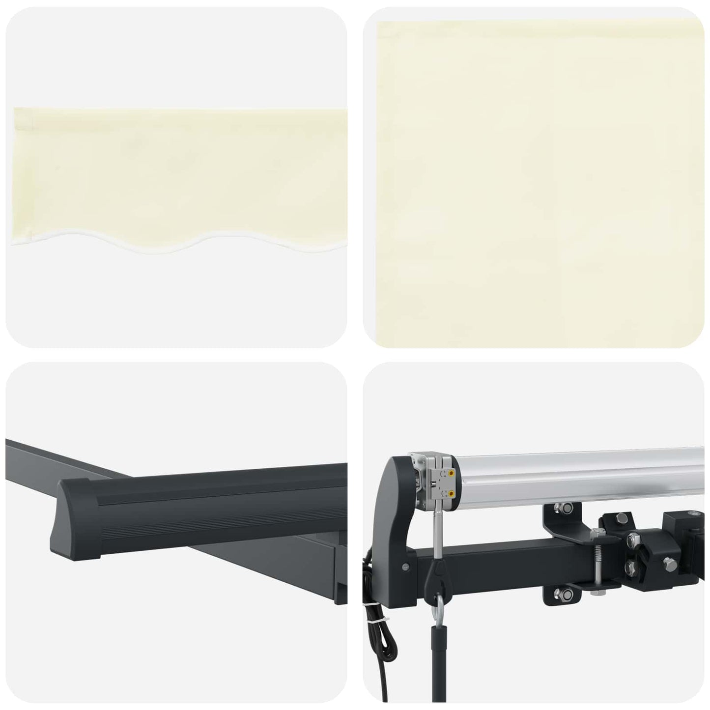 Innvendbar Markise Krem 400 x 200 cm Polyester og aluminium