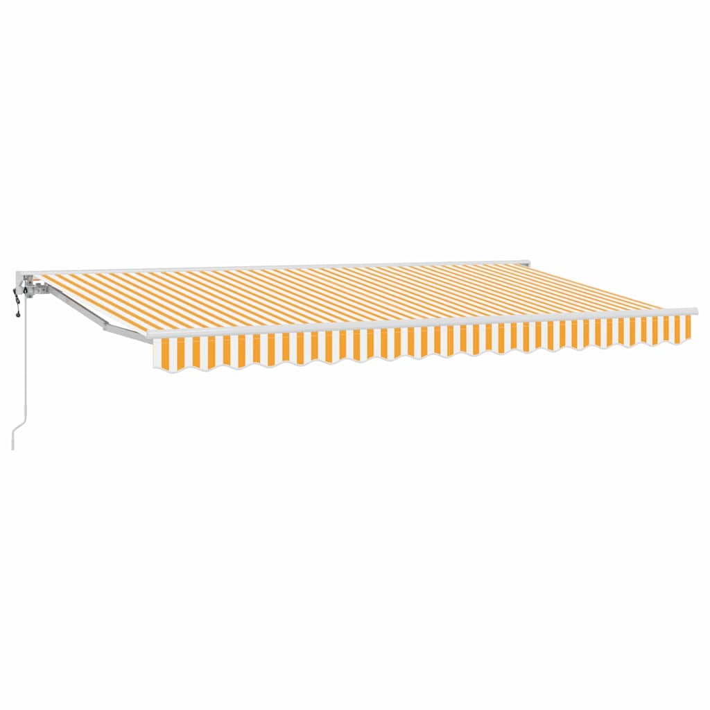 Markiseramme Gul og hvit 400 x 200 cm Polyester med PU-belegg