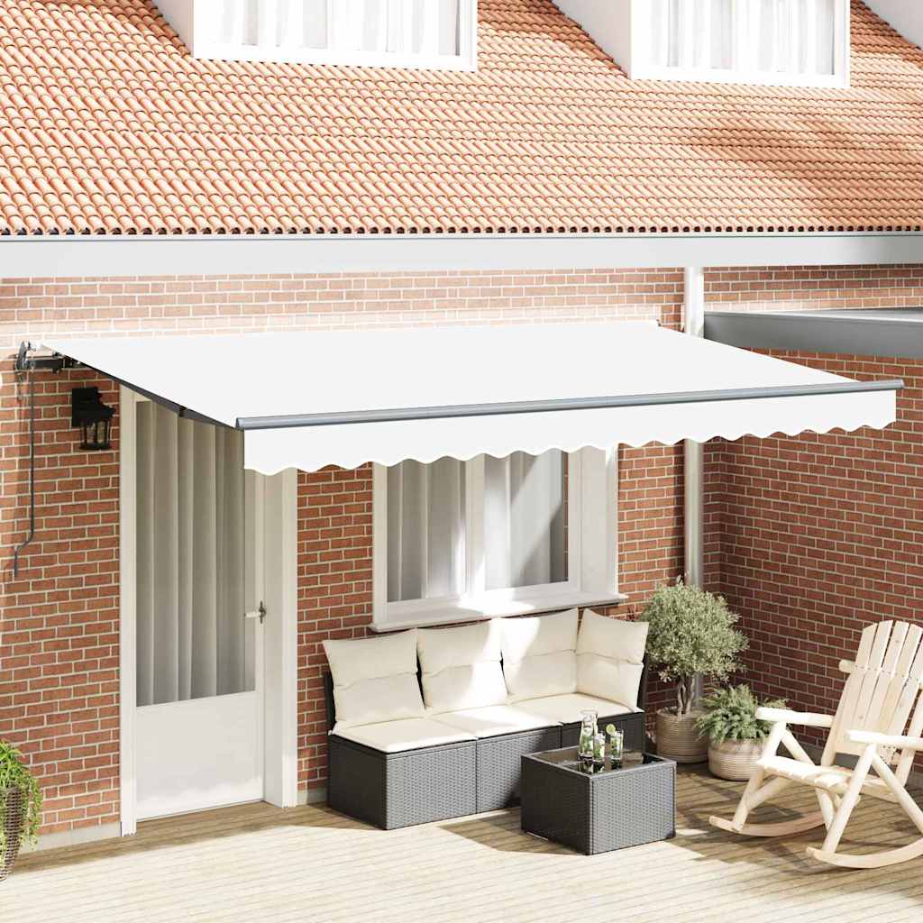 Innvendbar Markise Hvit 400 x 200 cm Polyester og aluminium