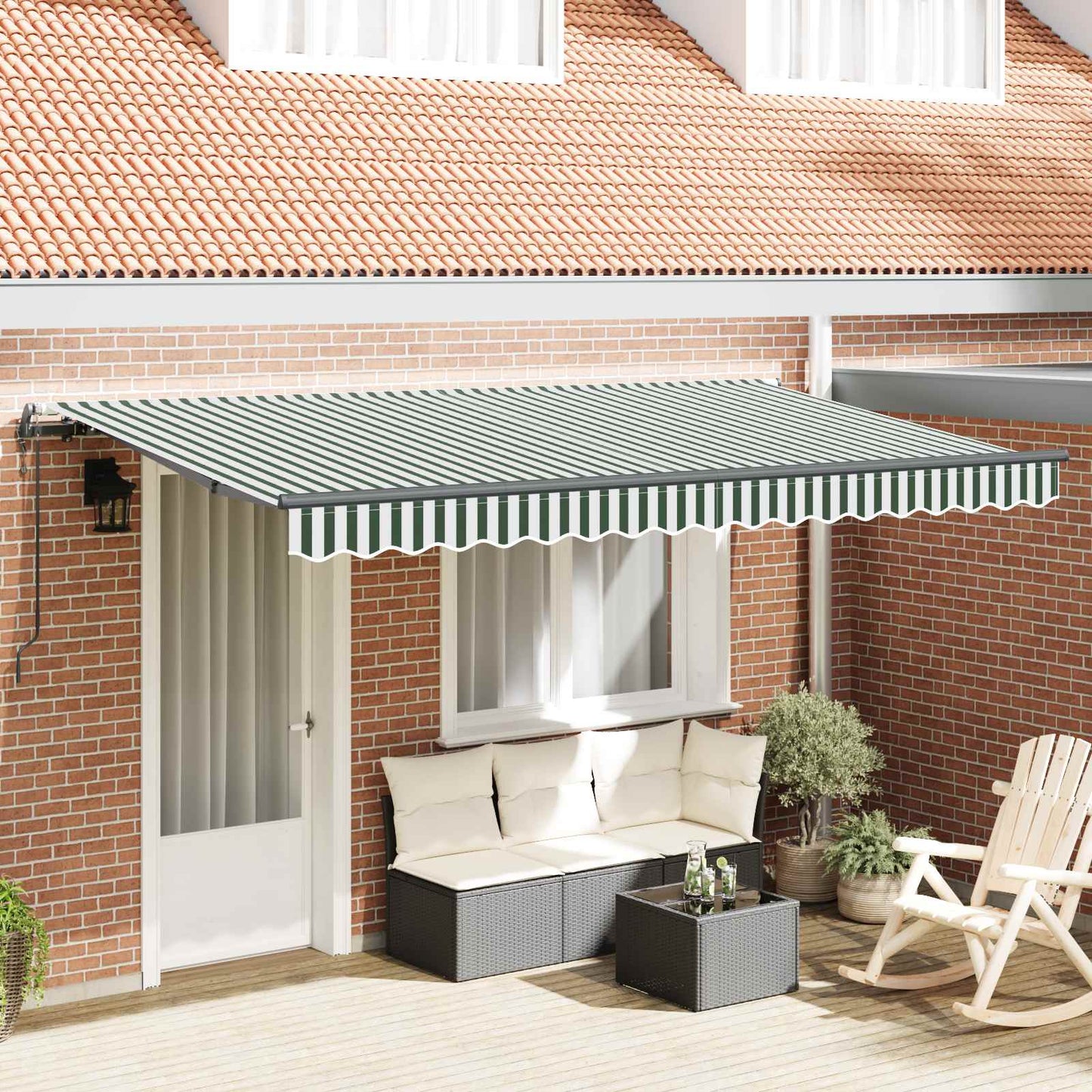 Innvendbar Markise grønn 400 x 200 cm stoff