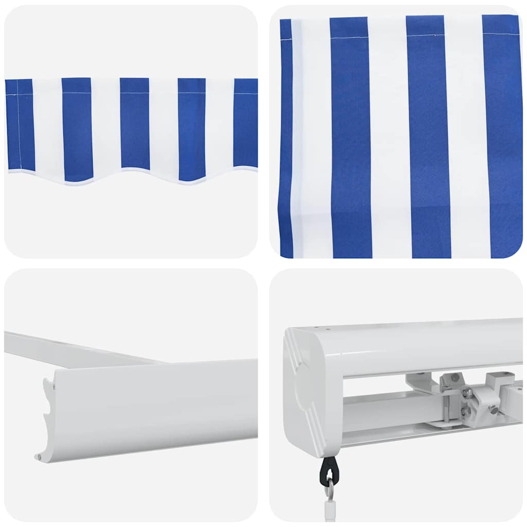 Innvendbar Markise Blå og hvit 300 x 250 cm Stoff og Metall