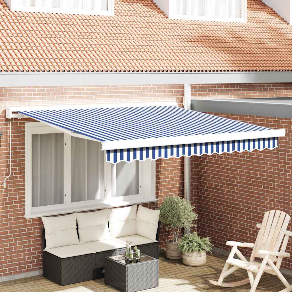 Innvendbar Markise Blå og hvit 300 x 250 cm Stoff og Metall