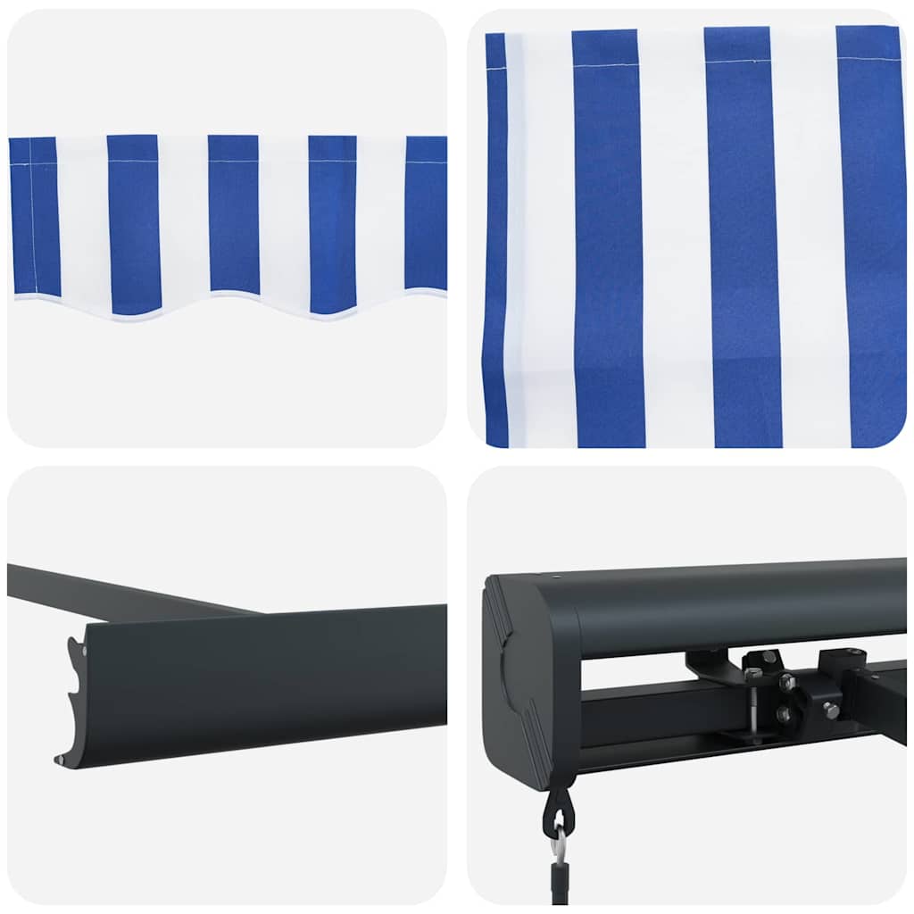 Innvendbar Markise Blå og hvit 300 x 250 cm Stoff og Metall
