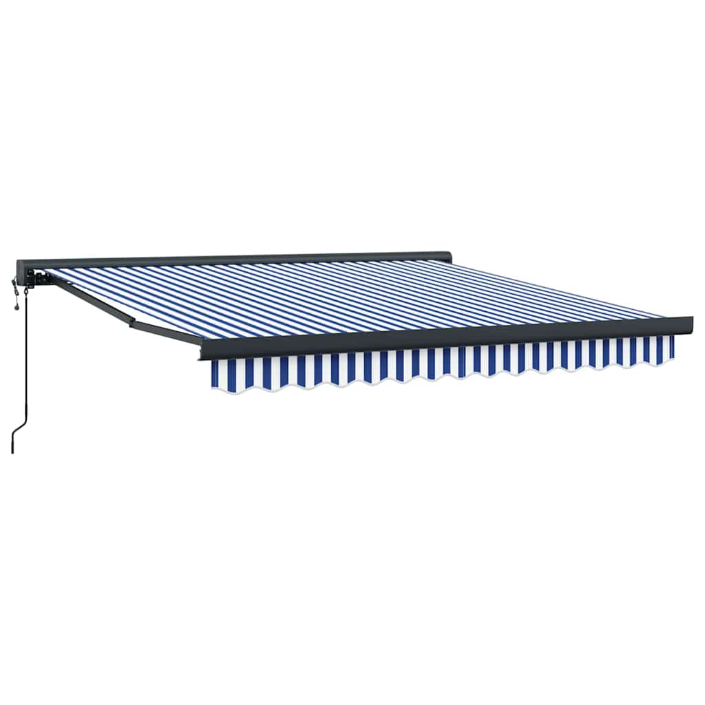 Innvendbar Markise Blå og hvite 300 x 250 cm Stoff, Metall