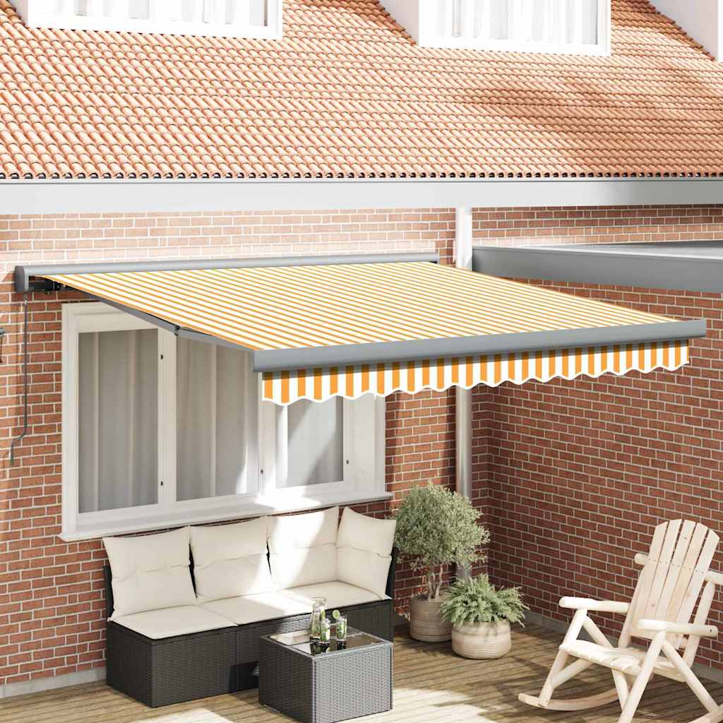 Innvendbar Markise Gul og hvit 300 x 250 cm Stoff og Metall