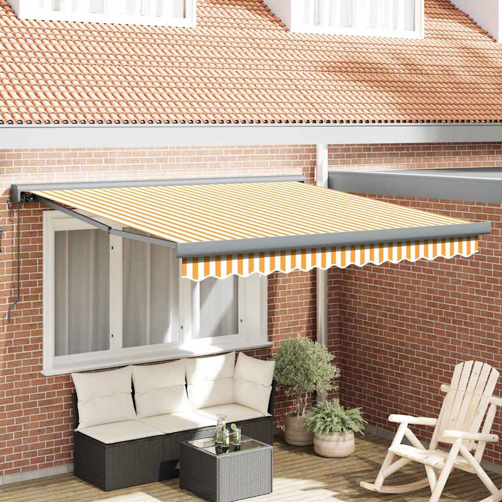Innvendbar Markise Gul og hvit 300 x 250 cm Stoff, Metall