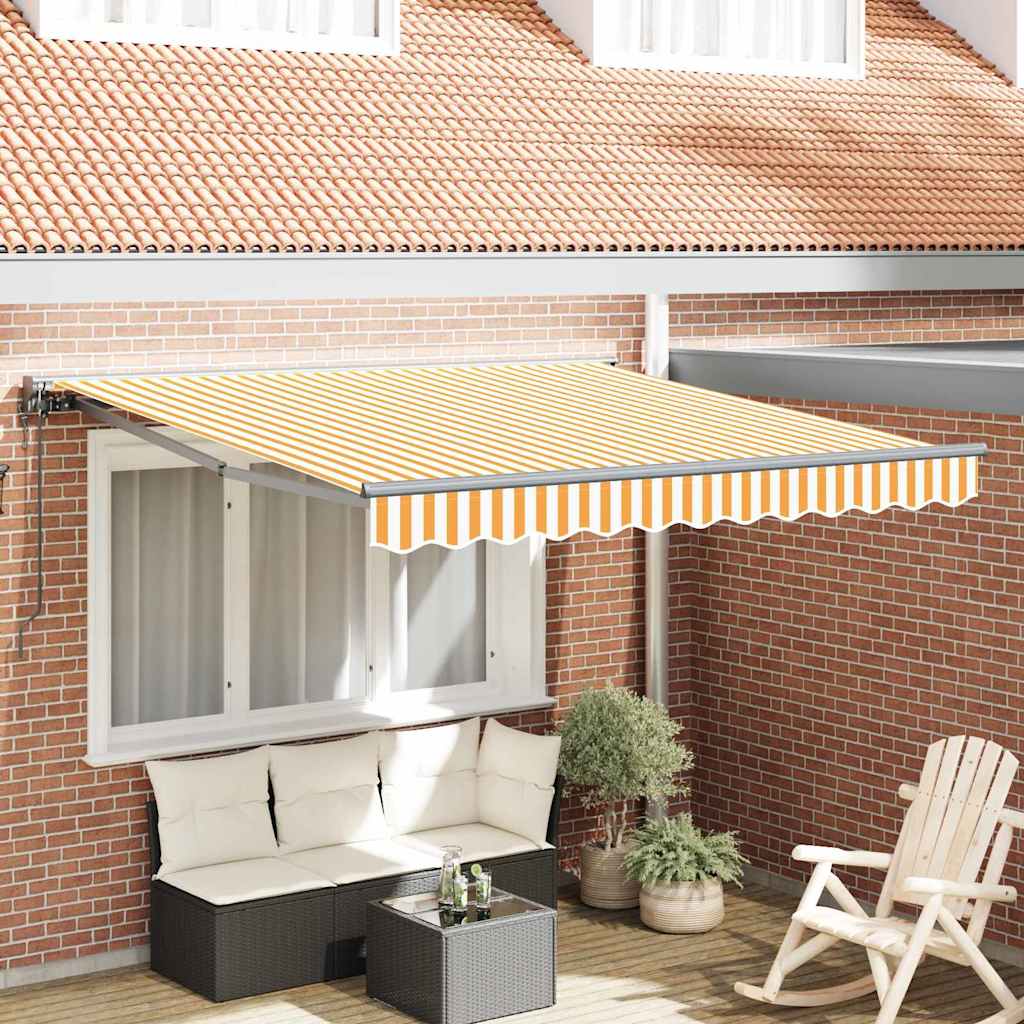Markiseramme Gul og hvit 300 x 250 cm Polyester med PU-belegg