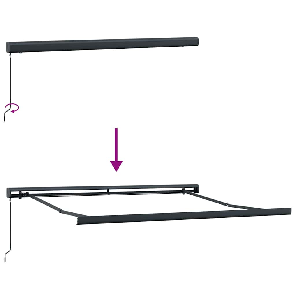 Innvendbar Markise Antrasitt 300 x 250 cm Stoff og Metall
