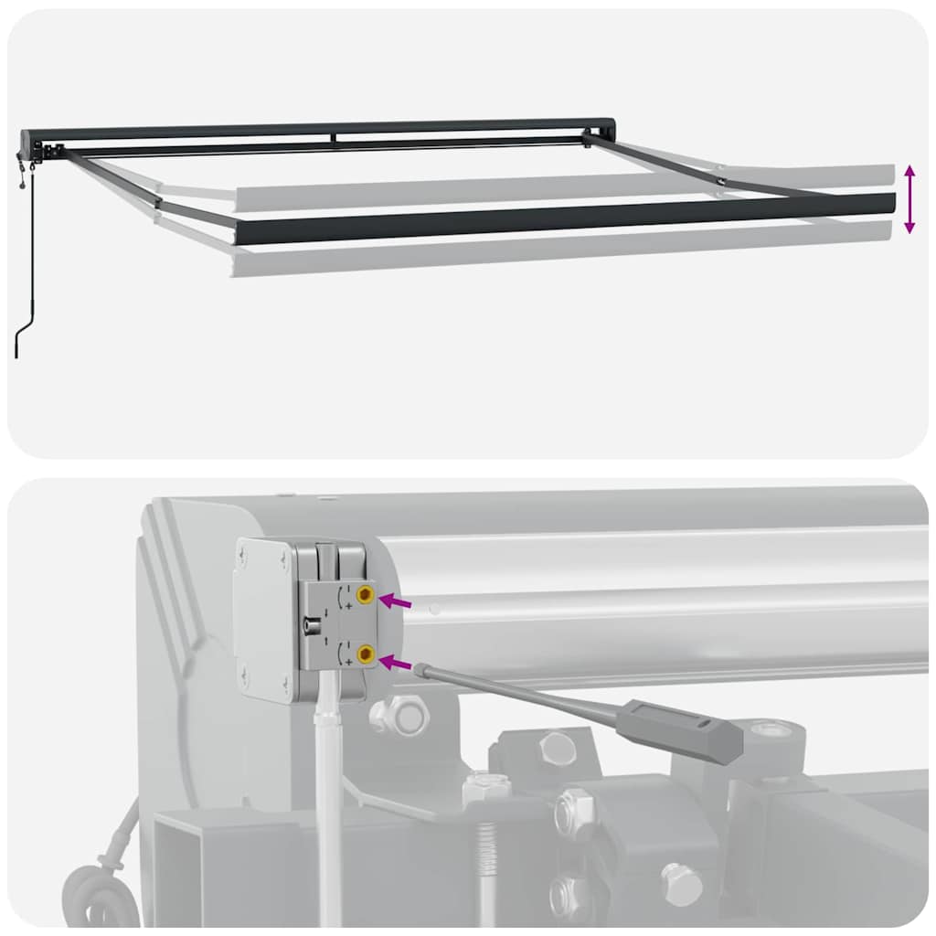 Innvendbar Markise Antrasitt 300 x 250 cm Stoff, Metall