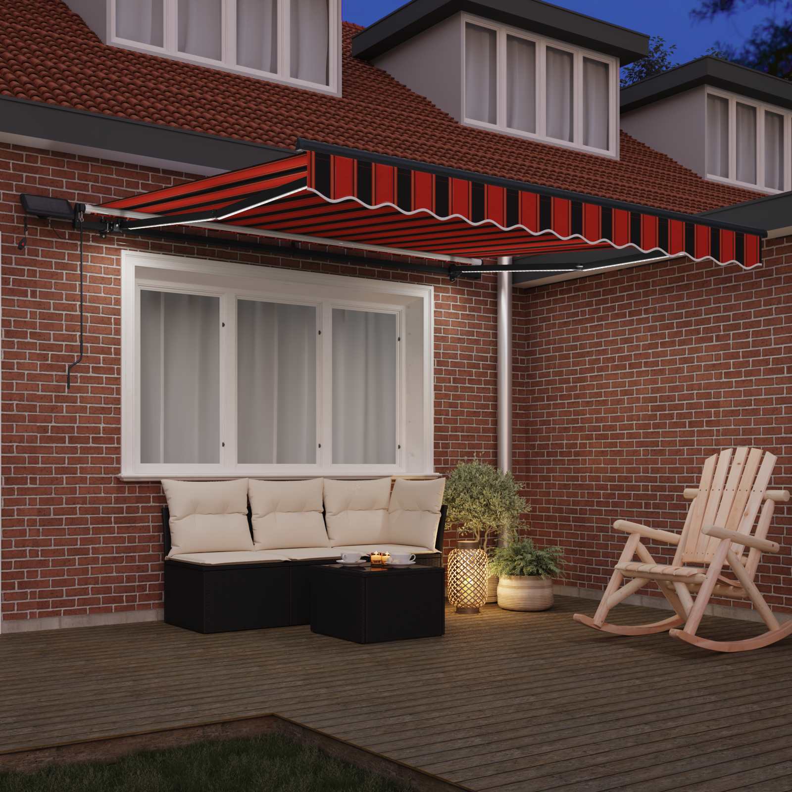 Innvendbar Markise oransje og brun 300 x 250 cm stoff vidaXL