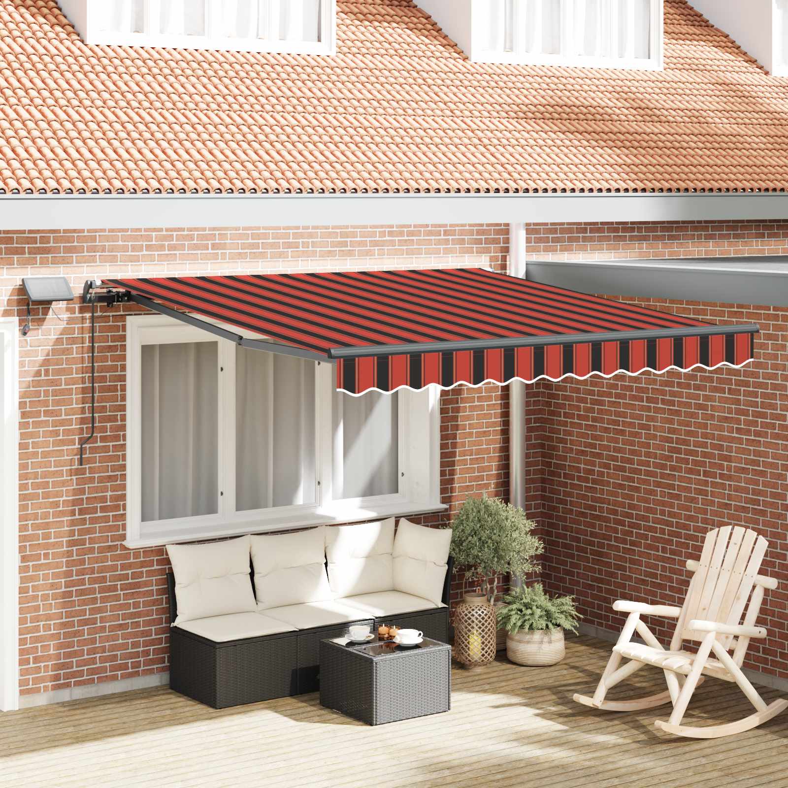 Innvendbar Markise oransje og brun 300 x 250 cm stoff vidaXL