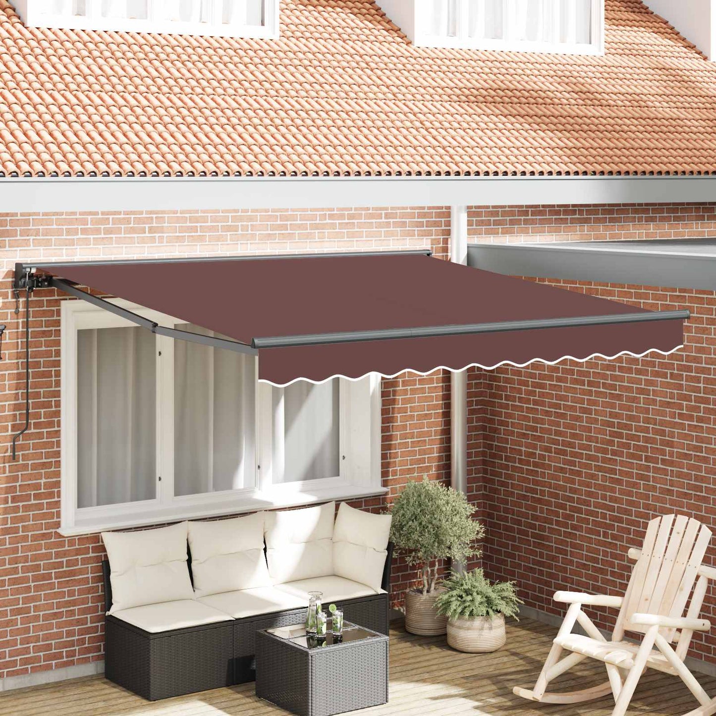 Markiseramme Brun 300 x 250 cm Polyester med PU-belegg