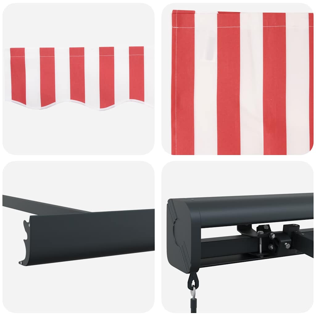 Innvendbar Markise Rød og Hvit 300 x 250 cm Stoff og Metall