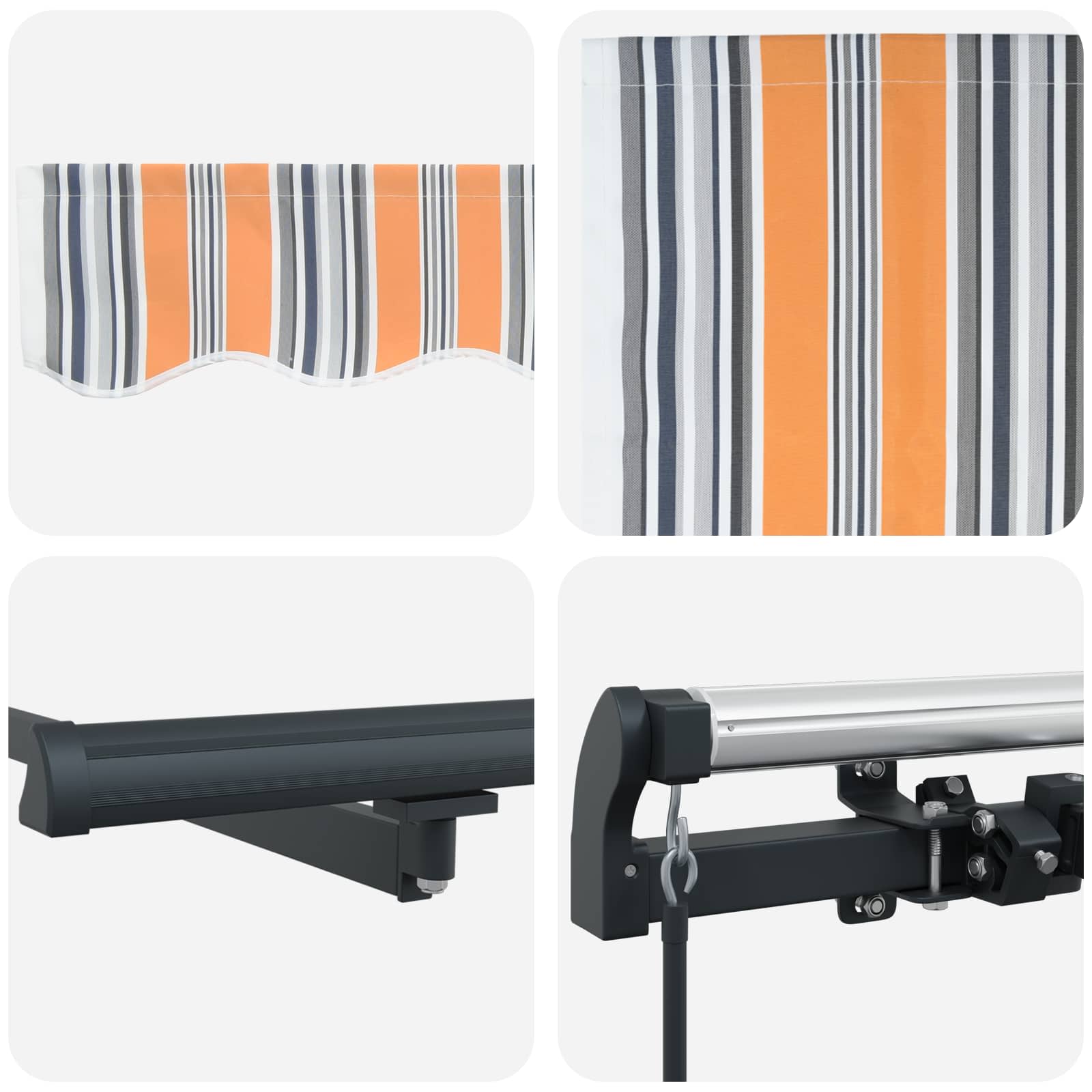 Innvendbar Markise Flerfarget 300 x 250 cm Polyester og stål vidaXL