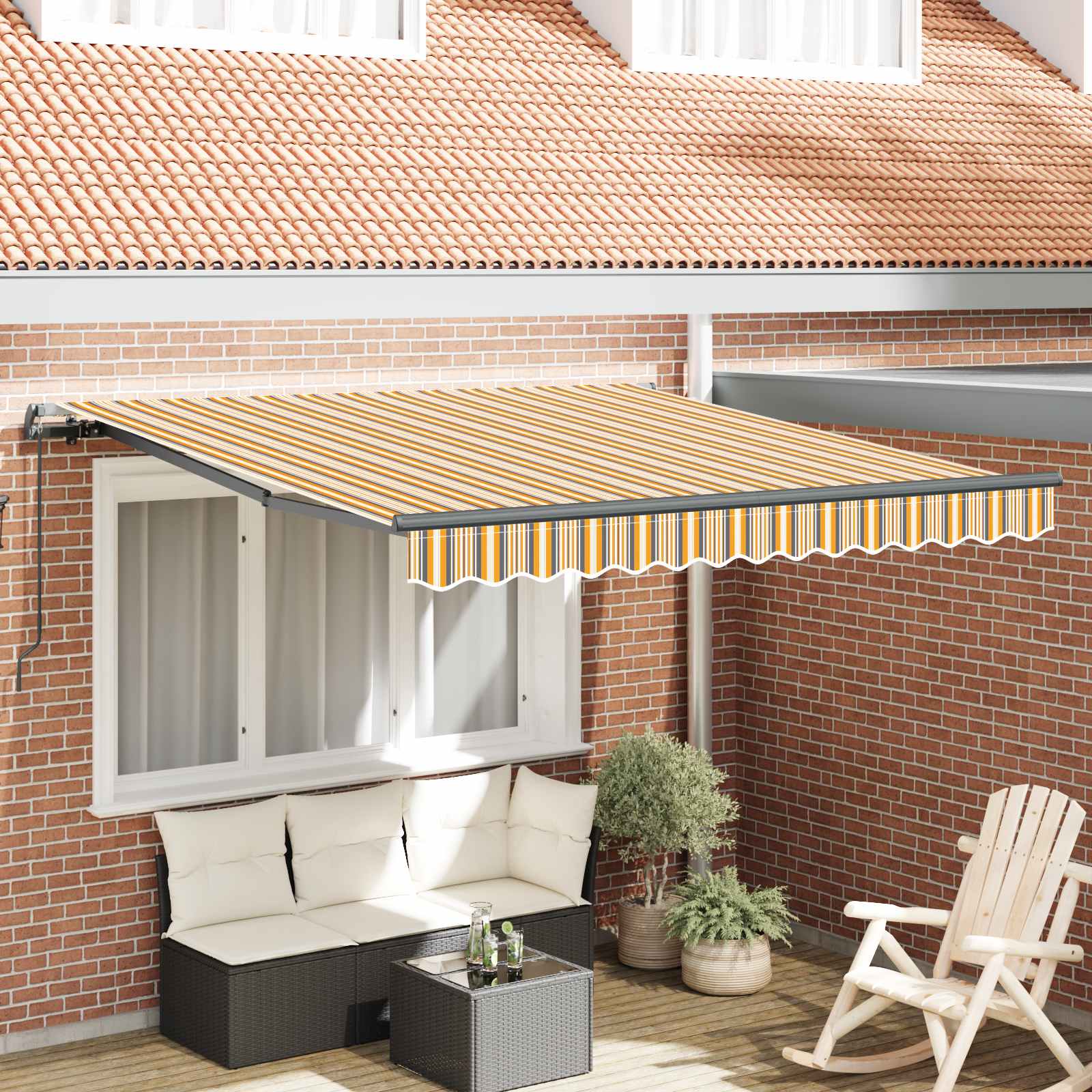 Innvendbar Markise Flerfarget 300 x 250 cm Polyester og stål vidaXL