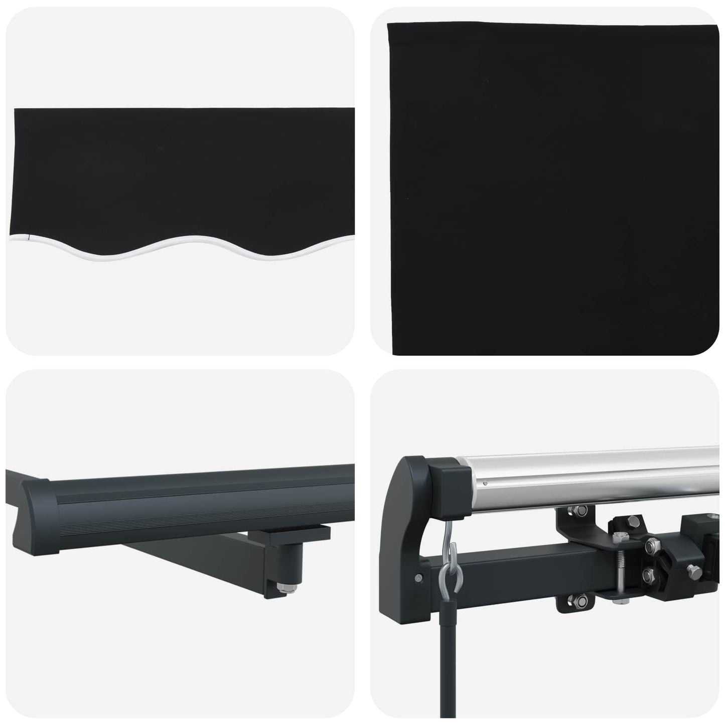 Innvendbar Markise Svart 300 x 250 cm Polyester og stål vidaXL