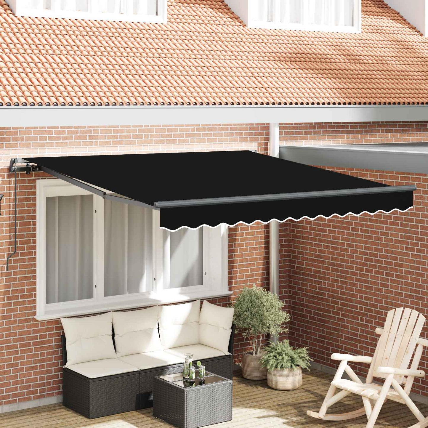 Innvendbar Markise Svart 300 x 250 cm Polyester og stål vidaXL