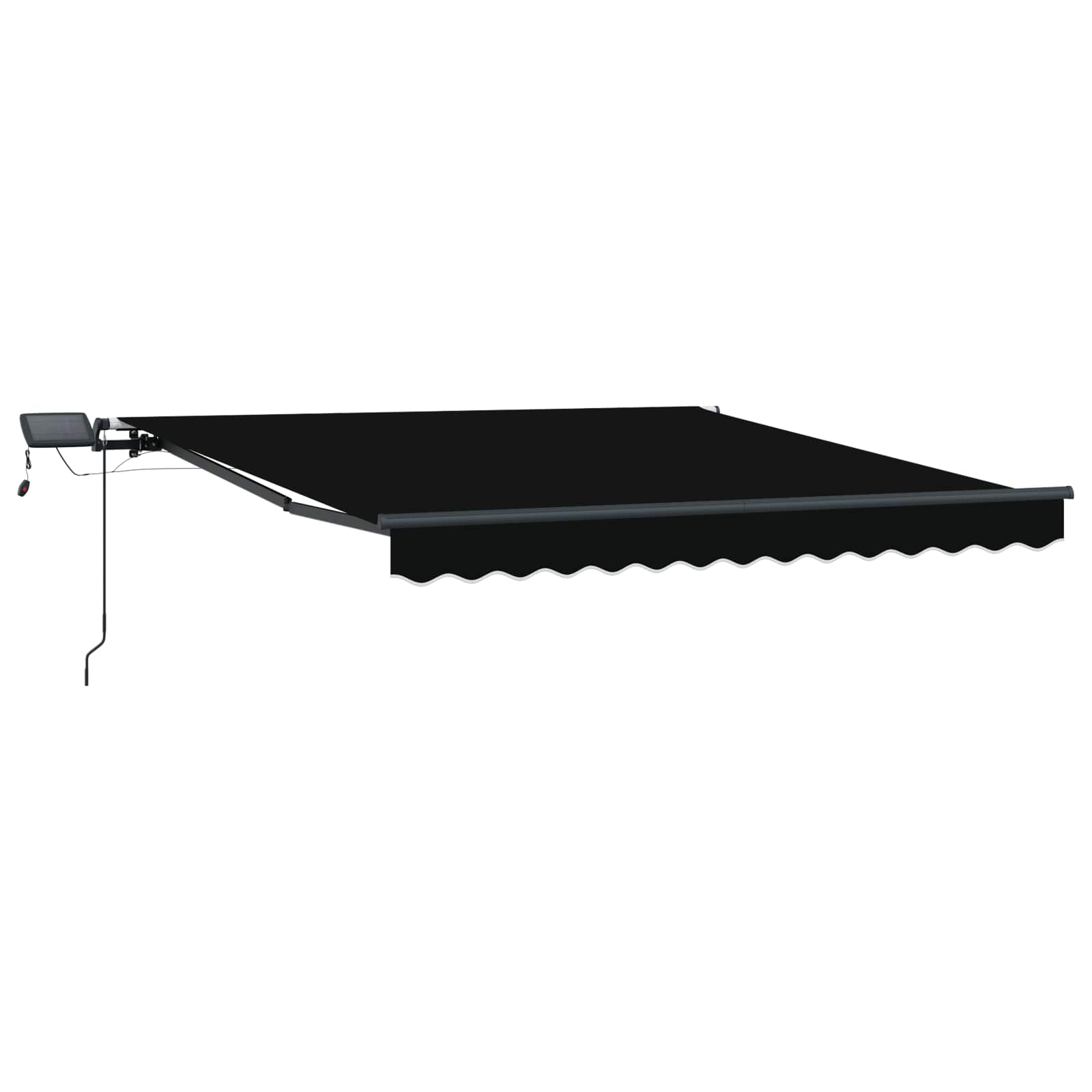 Innvendbar Markise med LED -stripelys Svart 300 x 250 cm stoff vidaXL
