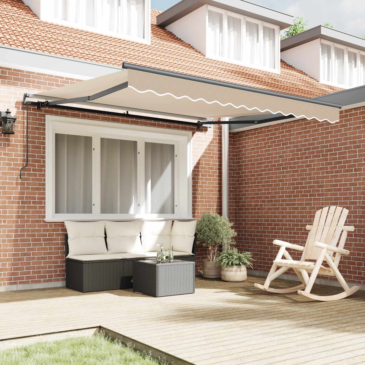 Uttrekkbar markise Beige 300 x 250 cm Polyester og aluminium