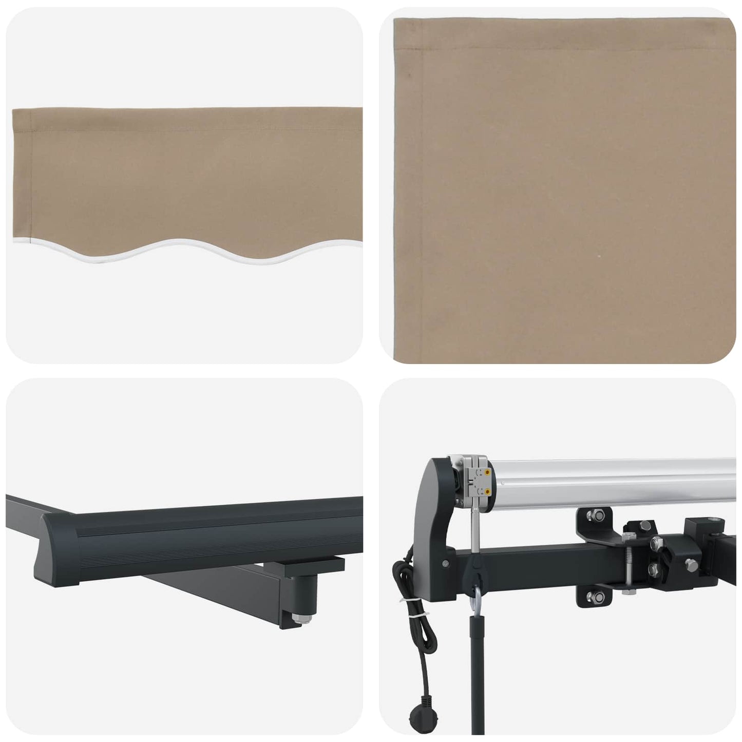 Uttrekkbar markise Beige 300 x 250 cm Stoff og Aluminium