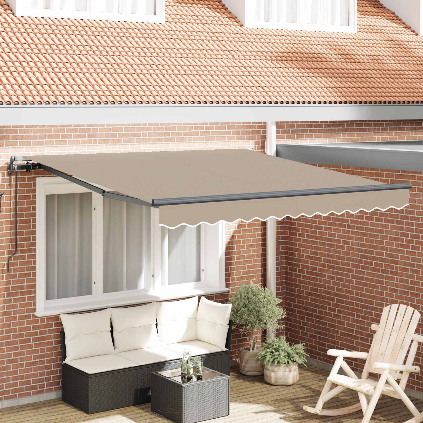 Uttrekkbar markise Beige 300 x 250 cm Stoff og Aluminium