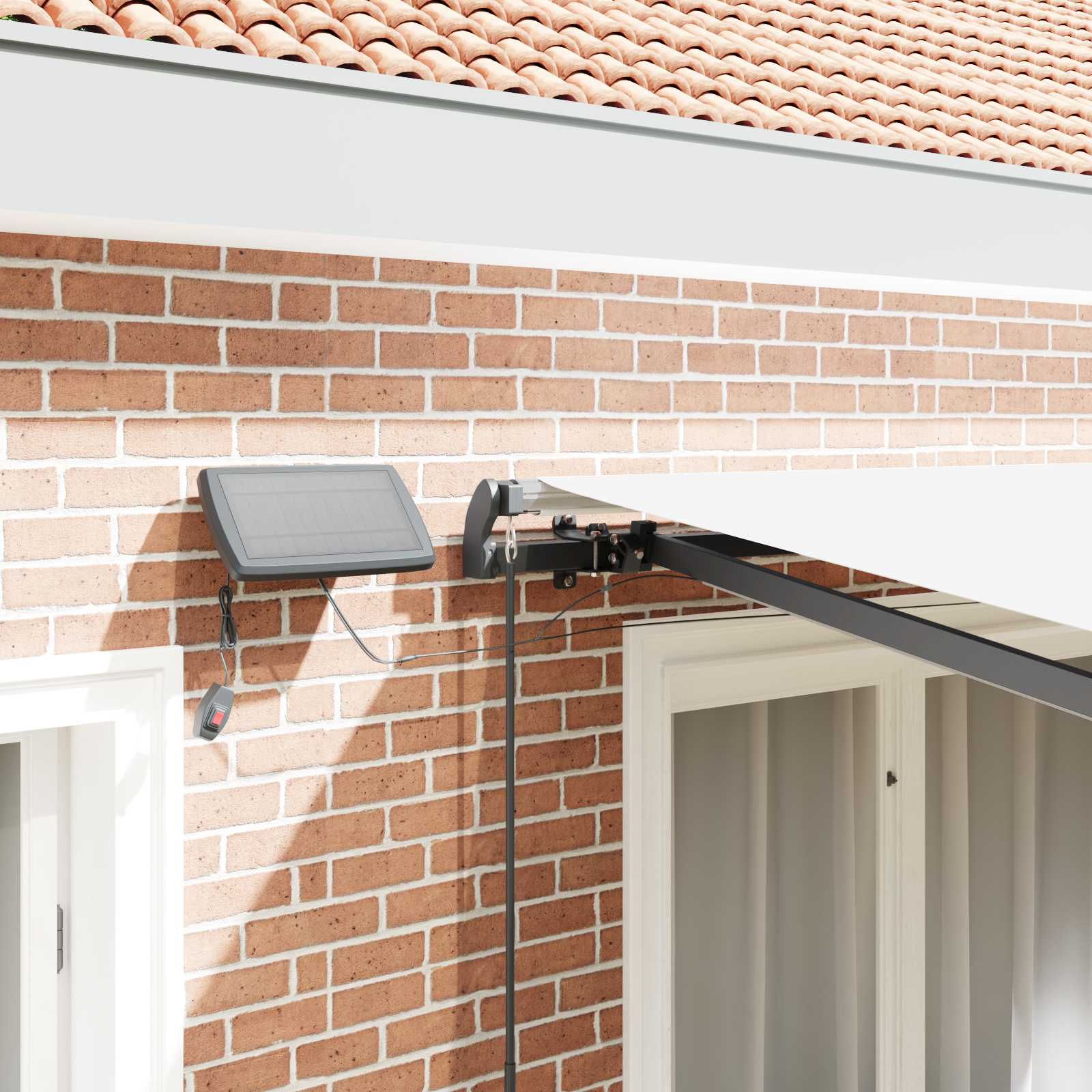 Innvendbar Markise med LED -stripelys Hvit 300 x 250 cm stoff vidaXL