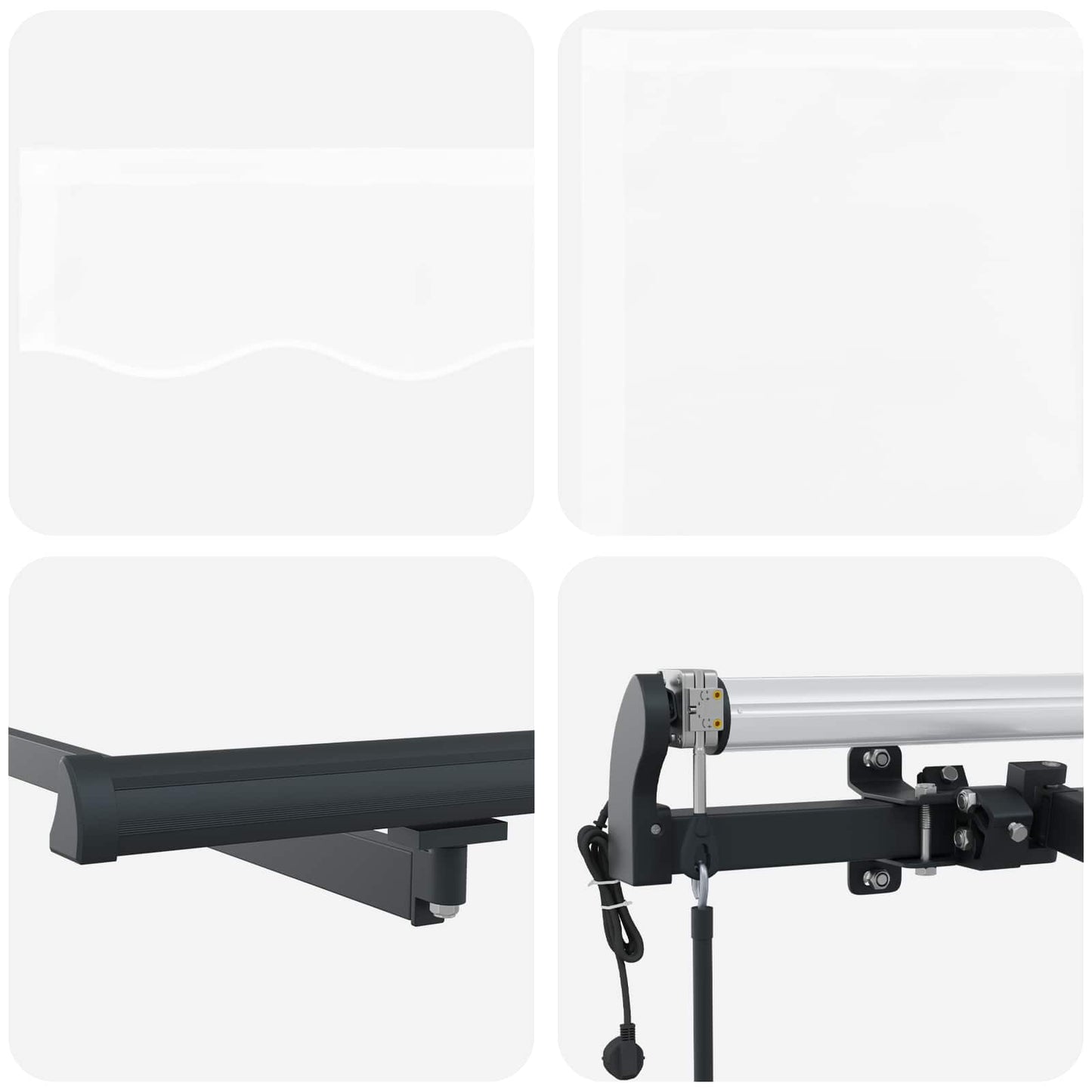 Innvendbar Markise Hvit 300 x 250 cm Stoff og Aluminium vidaXL