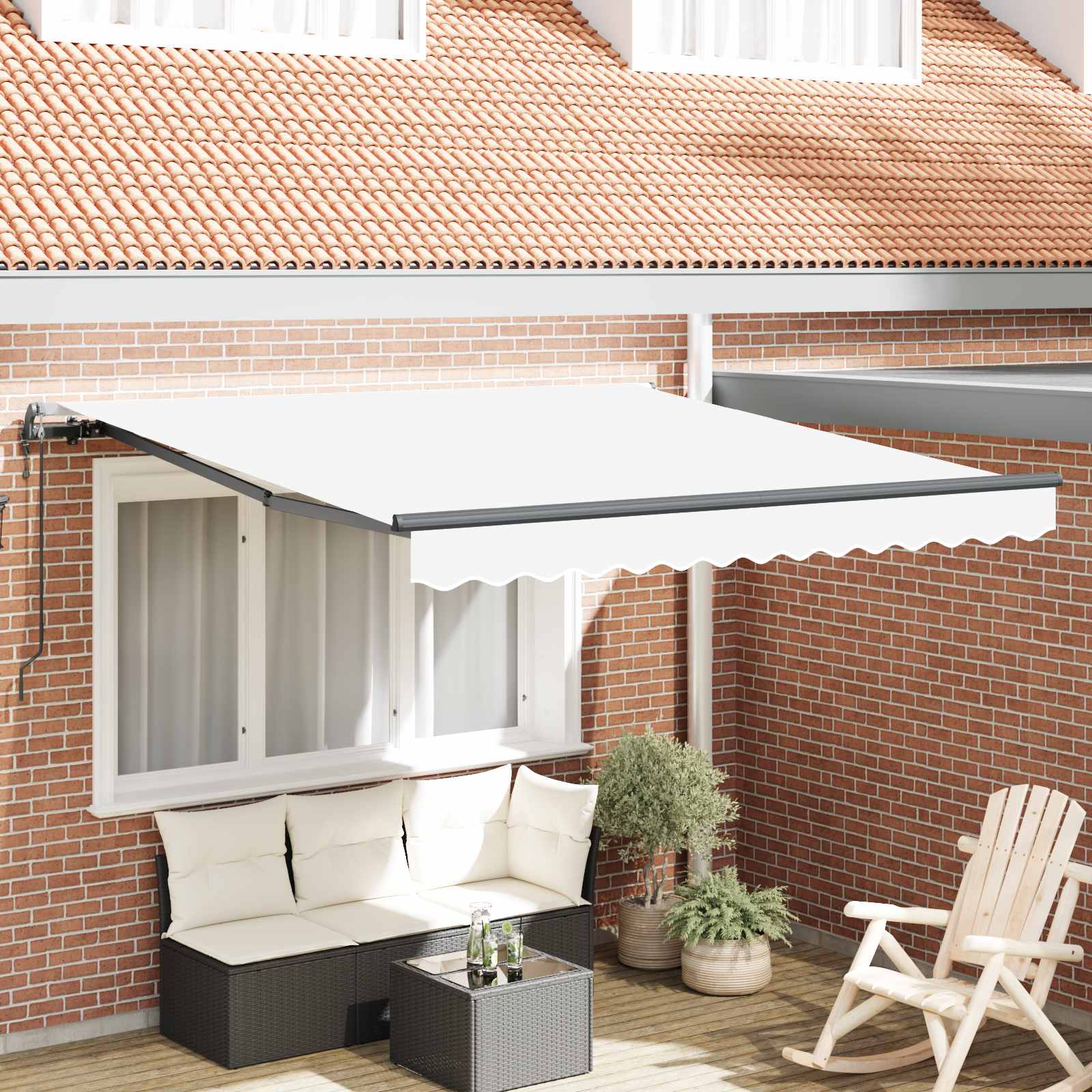 Innvendbar Markise Hvit 300 x 250 cm Stoff og Aluminium vidaXL