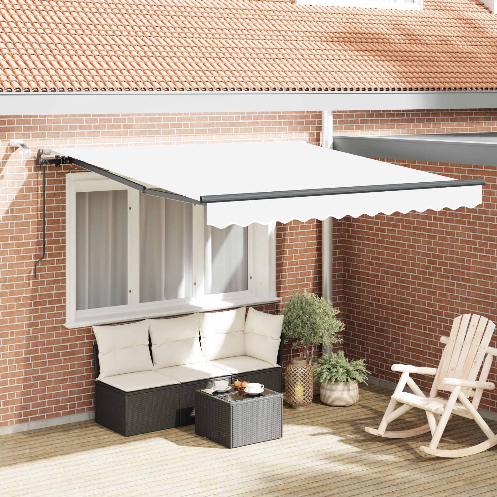 Markiseduk med Hvit 300 x 250 cm Polyester vidaXL