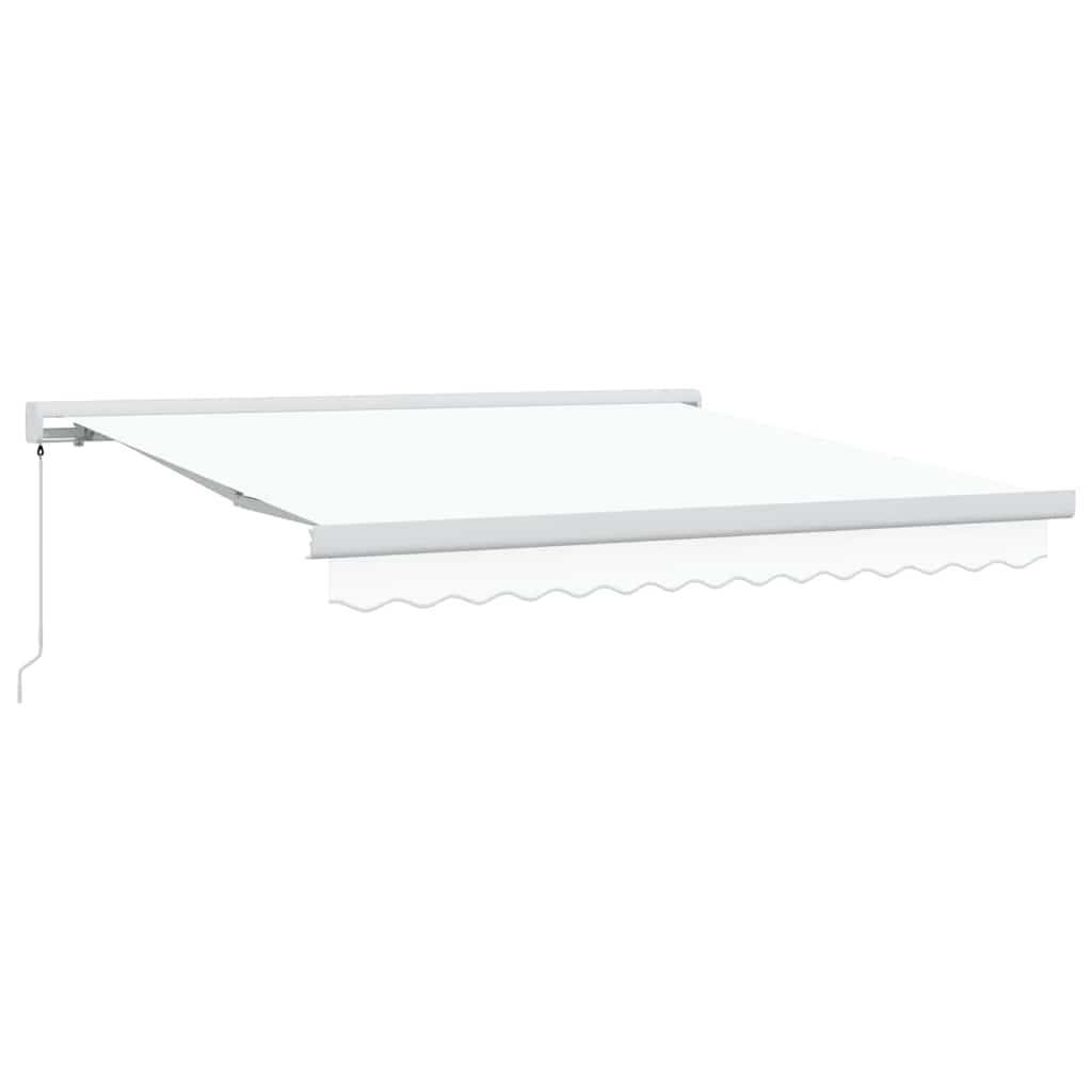 Uttrekkbar markise Hvit 300 x 250 cm Lær og aluminium