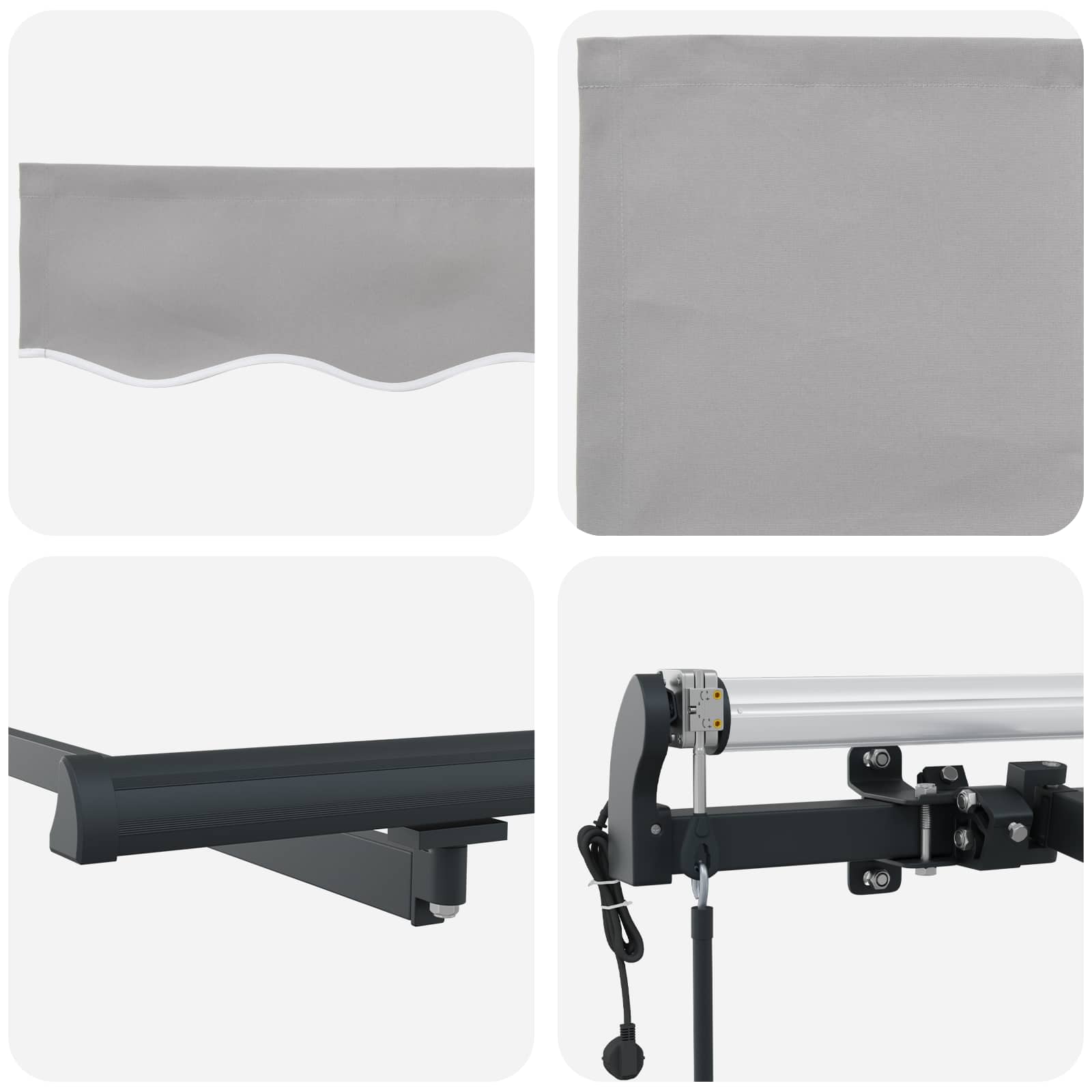 Innvendbar Markise Lysegrå 300 x 250 cm Stoff og Aluminium vidaXL