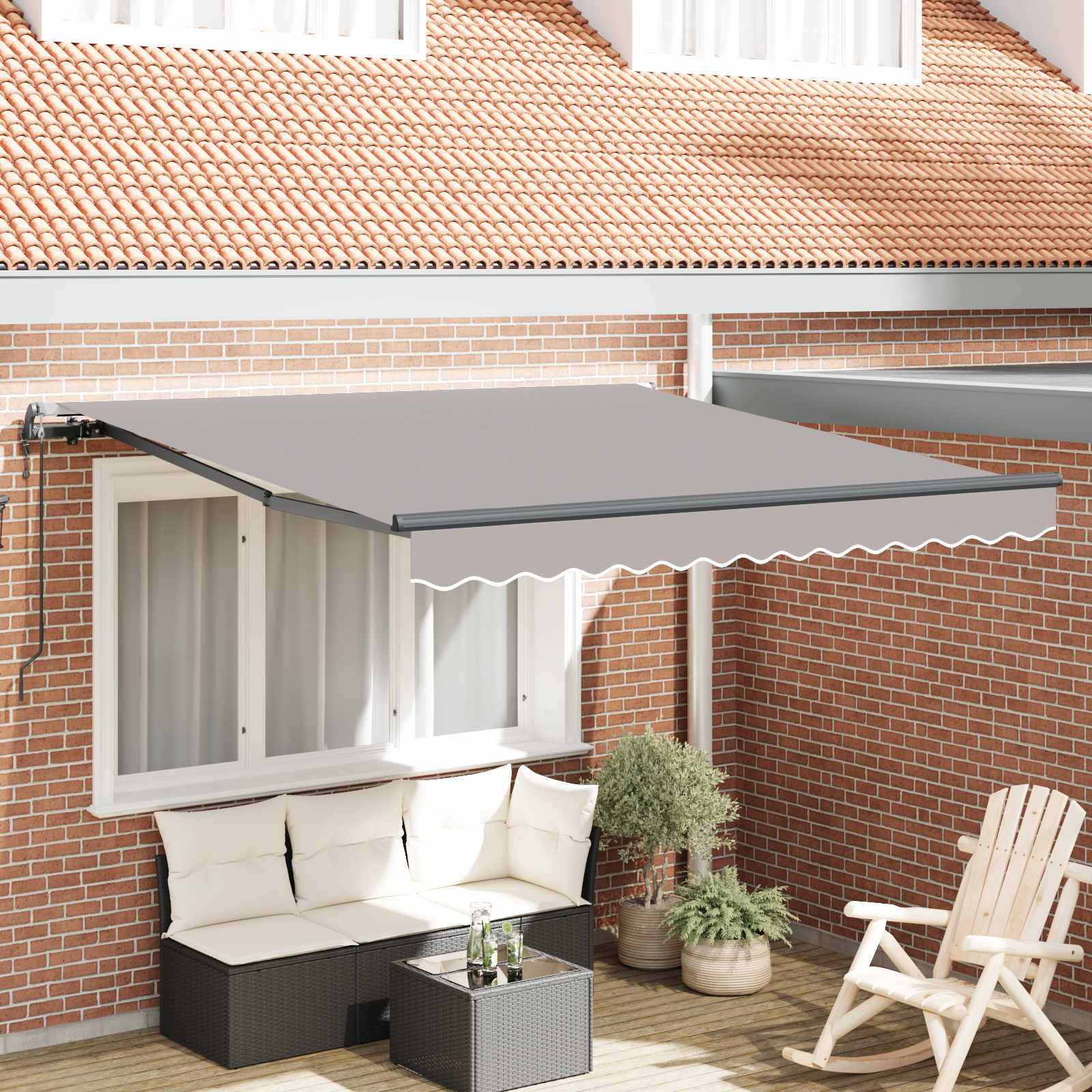 Innvendbar Markise Lysegrå 300 x 250 cm Stoff og Aluminium vidaXL