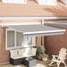 Uttrekkbar markise Lysegrå 300 x 250 cm Lær og aluminium