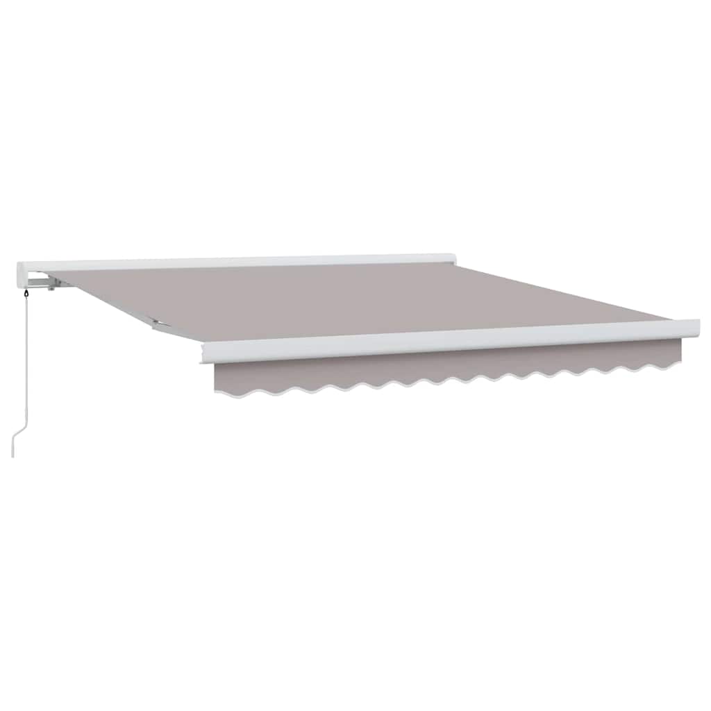 Uttrekkbar markise Lysegrå 300 x 250 cm Lær og aluminium