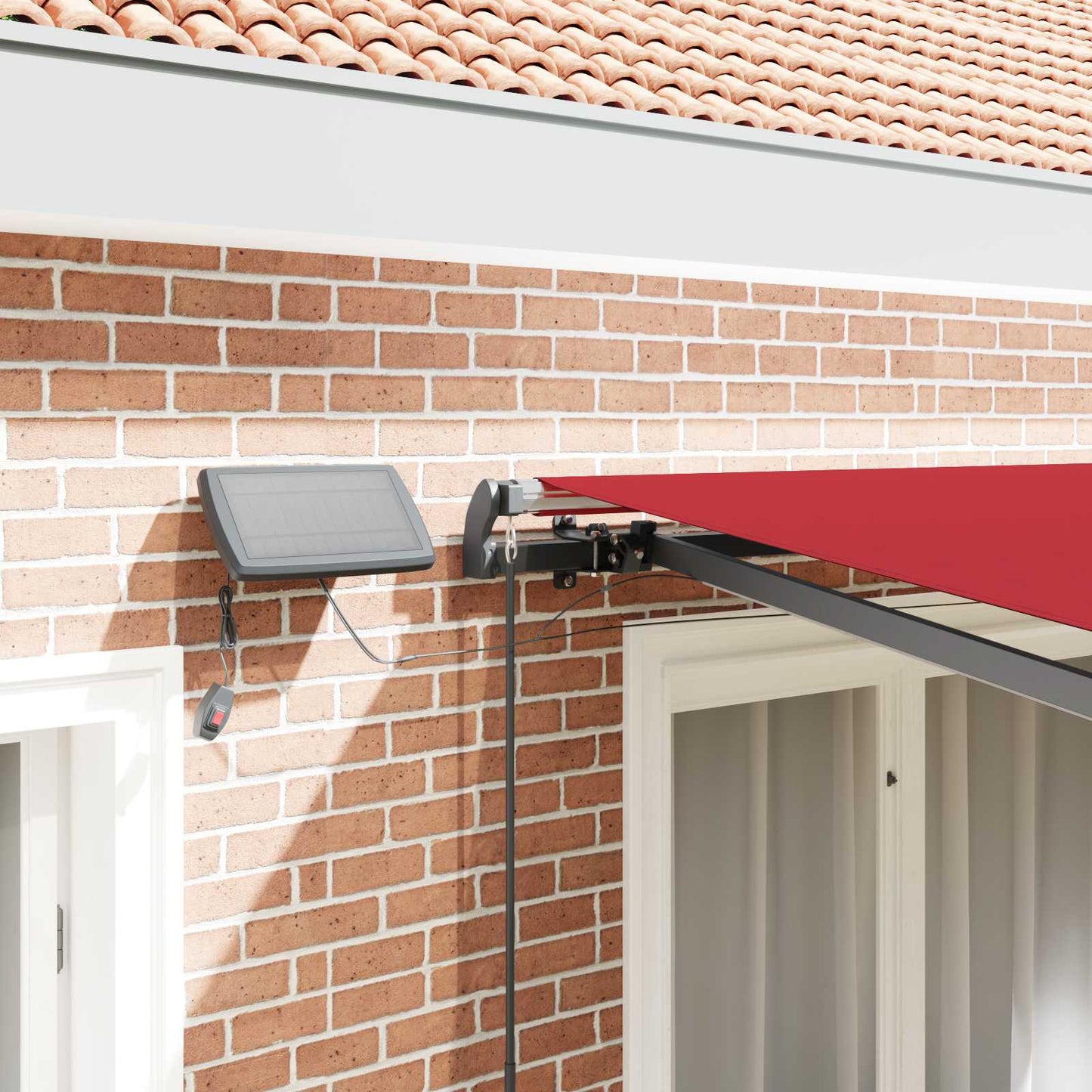 Innvendbar Markise med LED -stripelys Rød 300 x 250 cm stoff vidaXL