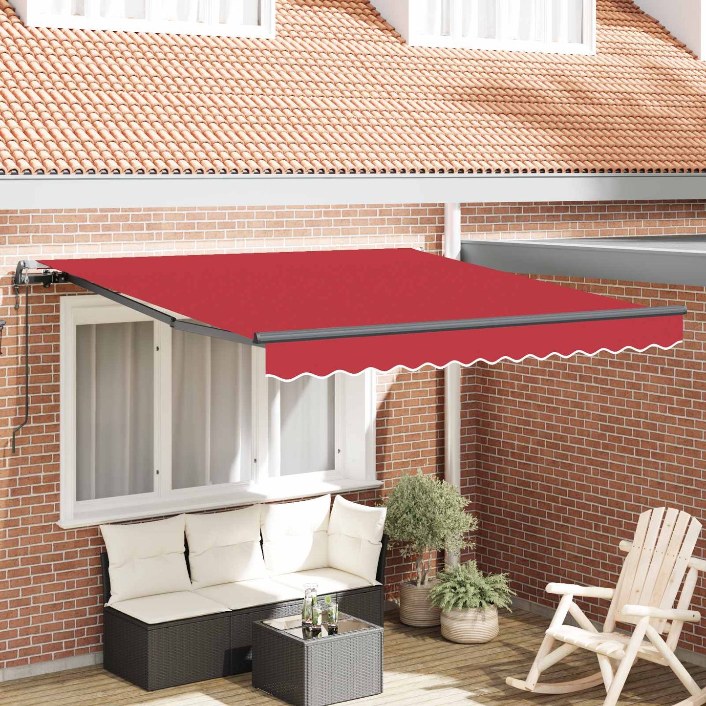 Innvendbar Markise Rød 300 x 250 cm Stoff og Aluminium vidaXL