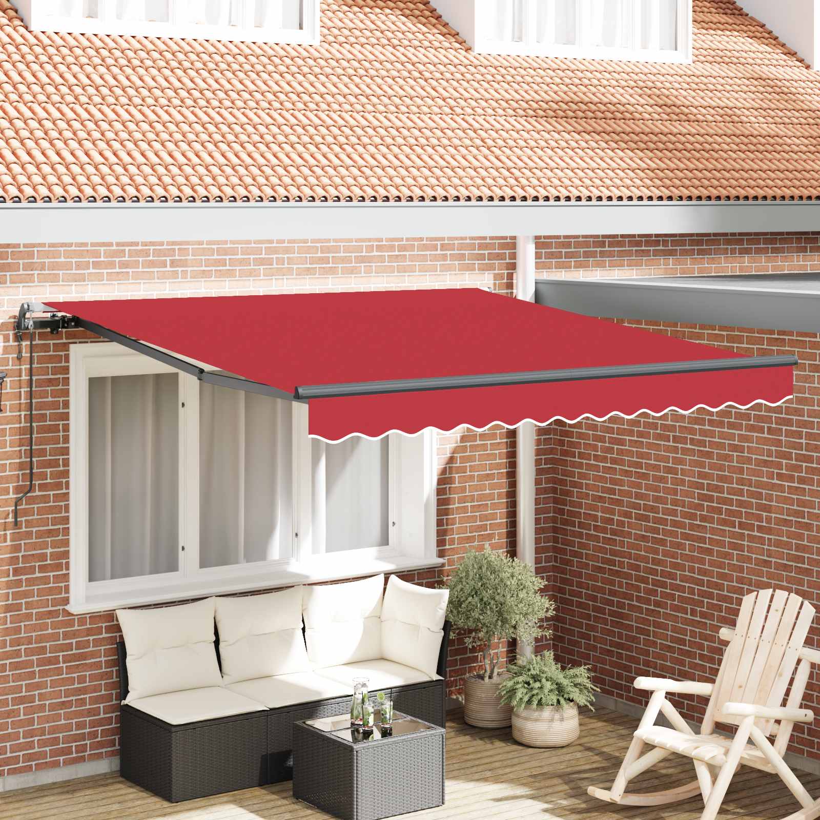 Innvendbar Markise Rød 300 x 250 cm Stoff og Aluminium vidaXL