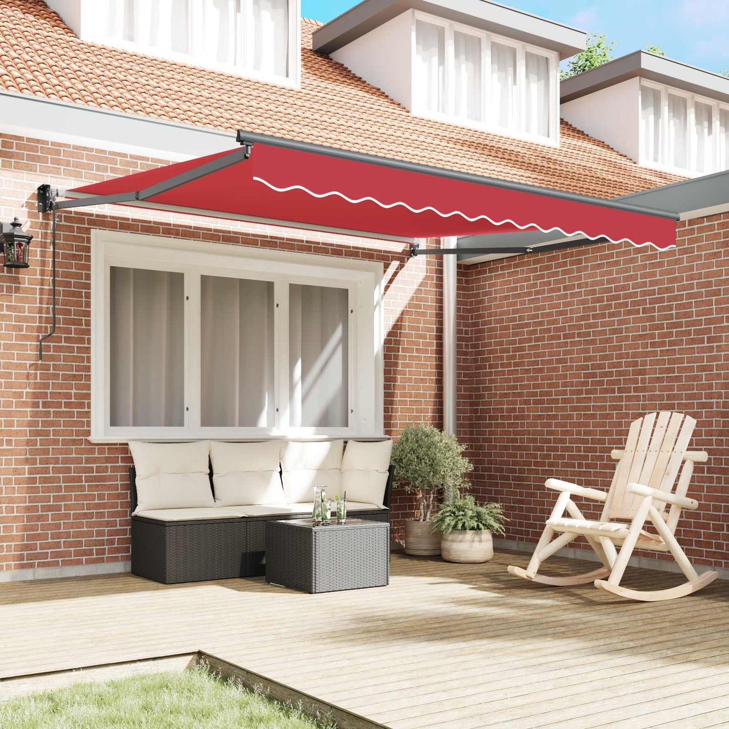 Uttrekkbar markise Rød 300 x 250 x 165 cm Polyester og Metall