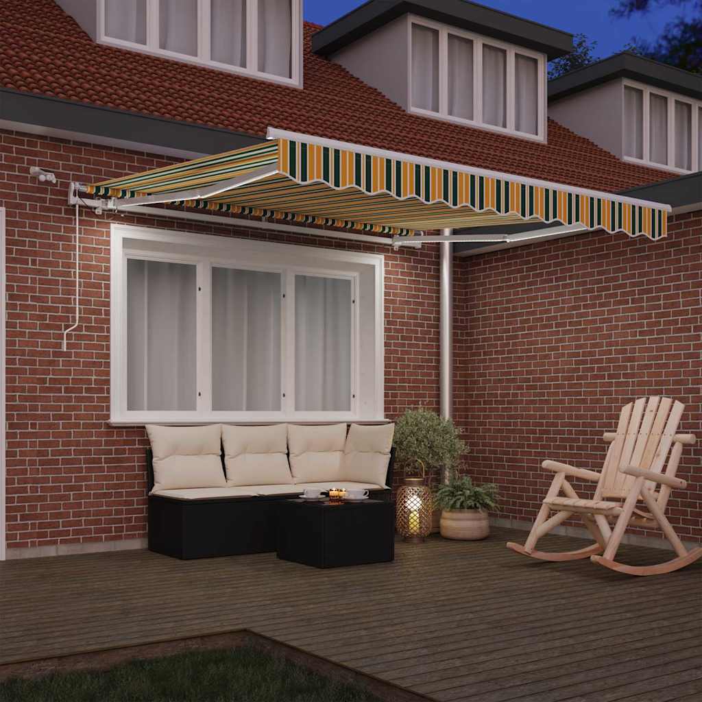 Innvendbar Markise med LED -stripelys Grønn og gul 300 x 250 cm