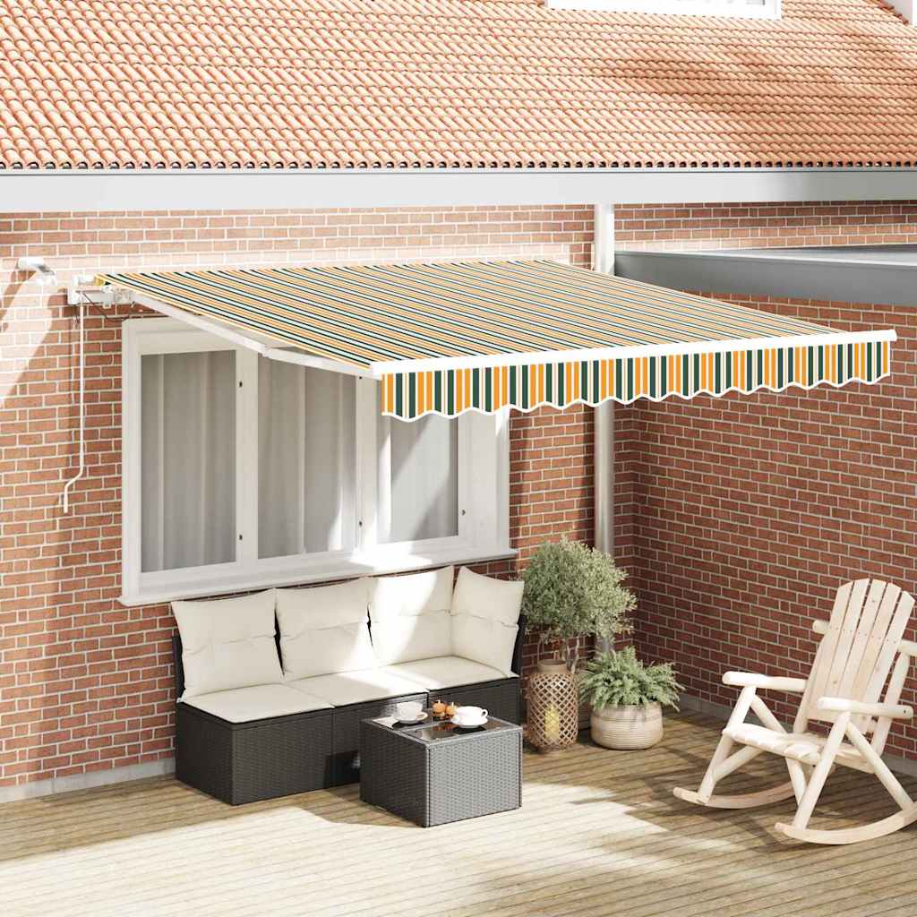 Innvendbar Markise med LED -stripelys Grønn og gul 300 x 250 cm